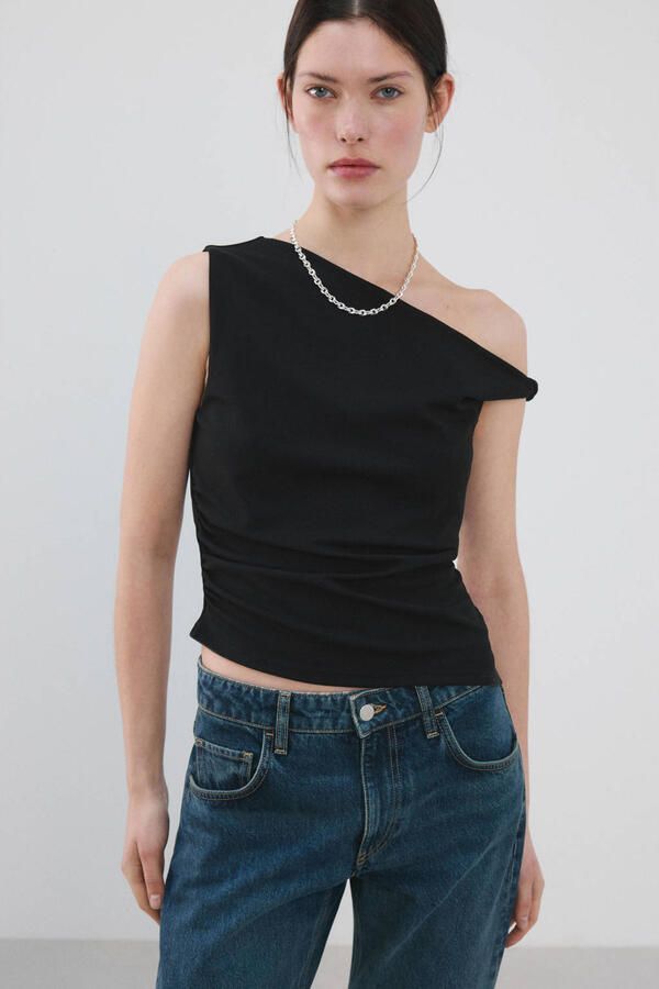 Mango asymmetrische top zwart