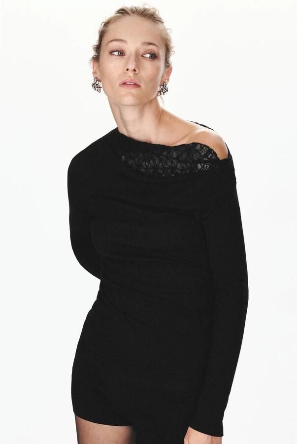 Mango asymmetrische top zwart