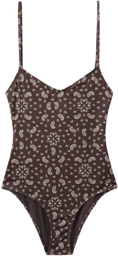 Mango badpak met paisley bruin