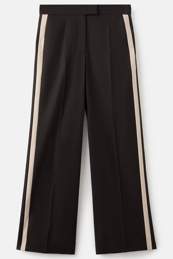 Mango Baggy high waist gestreepte broek donkerbruin - Foto 3