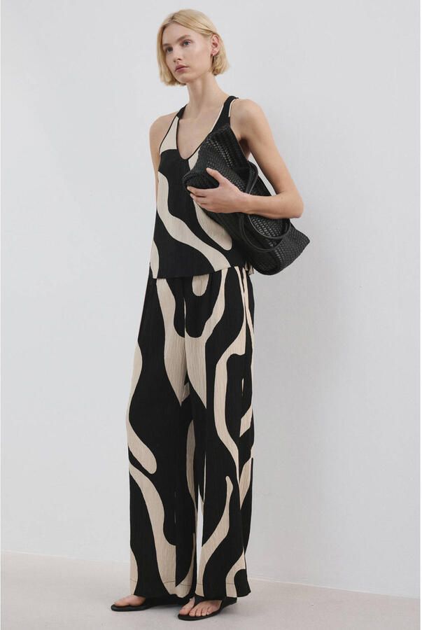 Mango baggy regular waist broek zwart - Foto 3