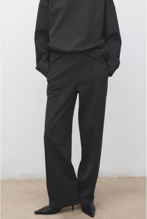 Mango baggy regular waist casual broek antraciet
