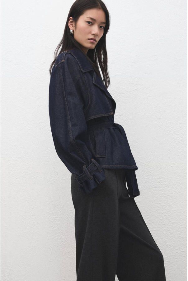 Mango baggy regular waist casual broek antraciet - Foto 2