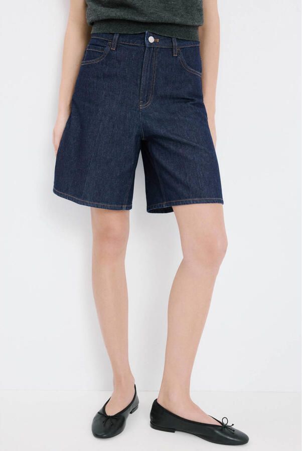 Mango baggy regular waist denim short dark blue denim