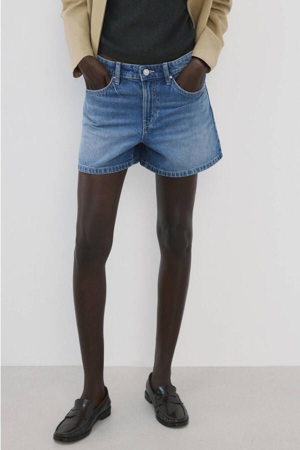Mango baggy regular waist short medium blue denim - Foto 3