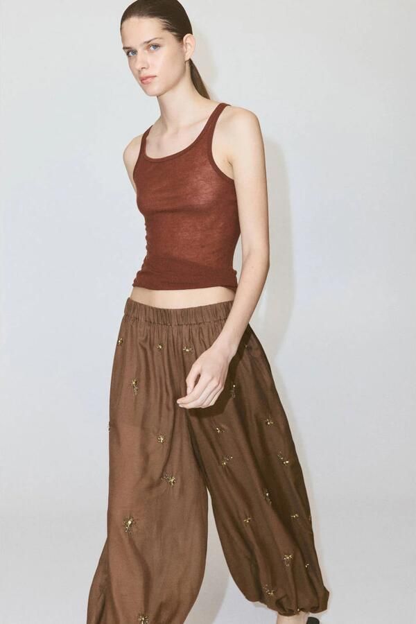 Mango Balloon fit broek bruin