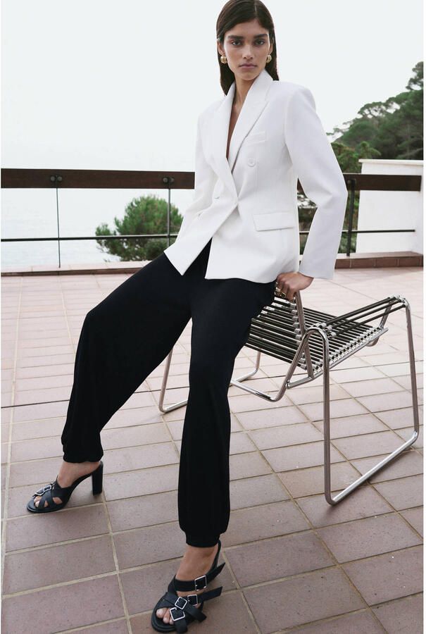 Mango balloon regular waist casual broek zwart - Foto 2