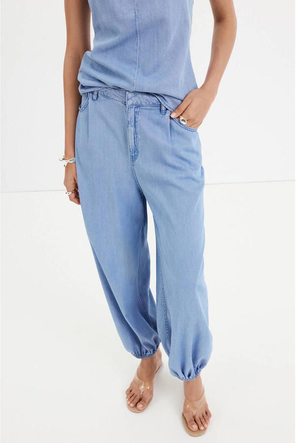 Mango barrel broek lichtblauw
