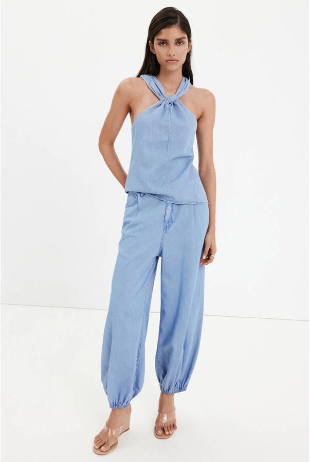 Mango barrel broek lichtblauw - Foto 3