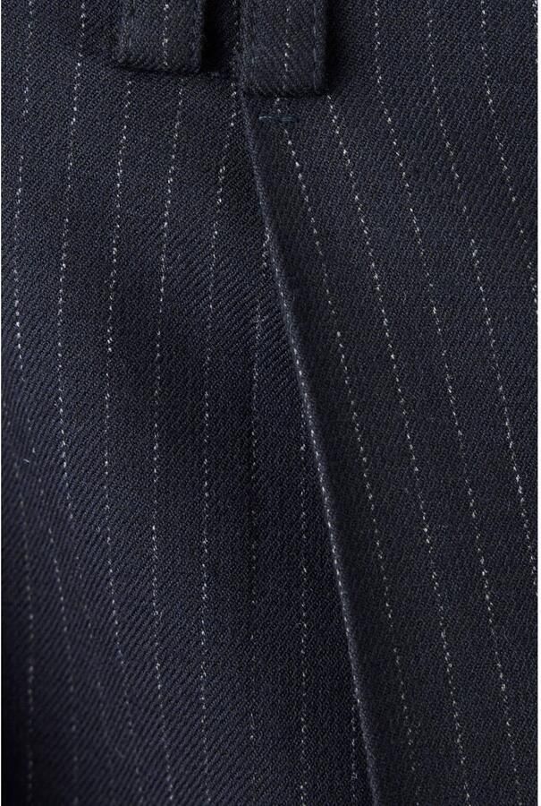 Mango barrel broek met krijtstreep donkerblauw - Foto 2