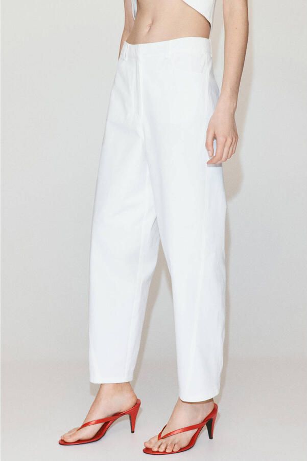 Mango barrel broek wit