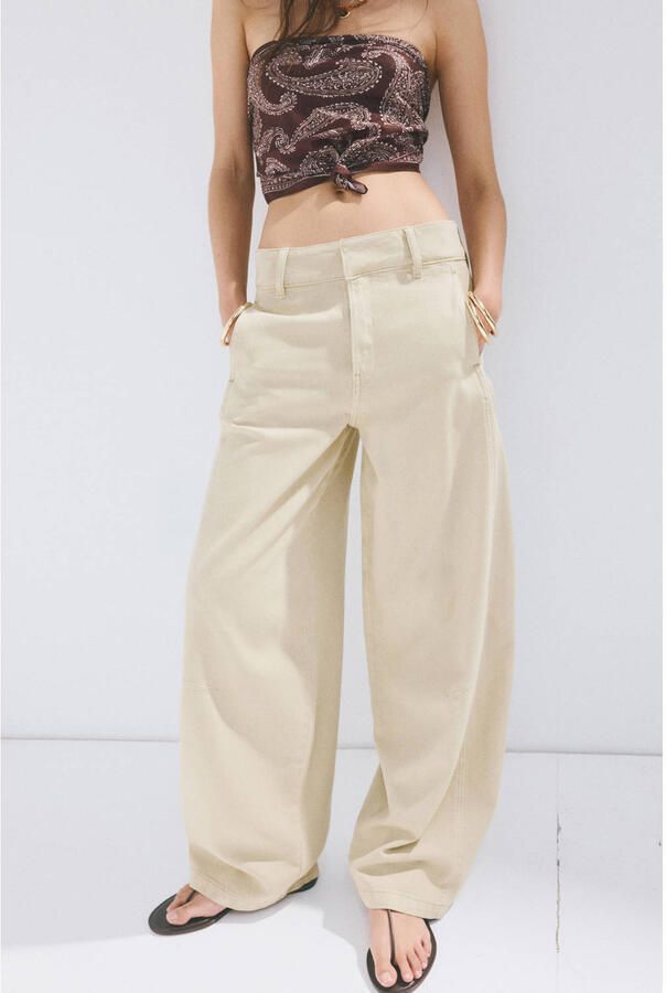 Mango barrel jeans beige