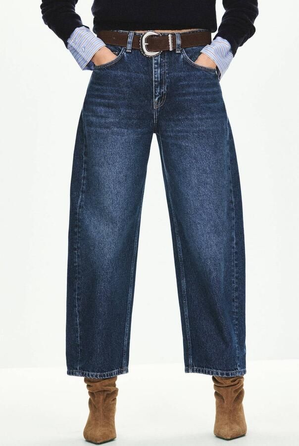 Mango barrel jeans donkerblauw