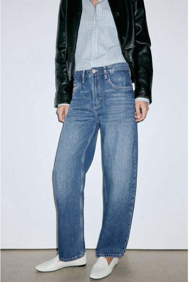 Mango barrel jeans medium blauw denim