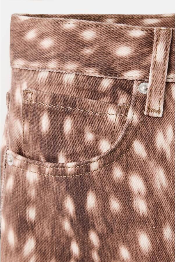 Mango barrel jeans met dierenprint donkerbruin ecru - Foto 3