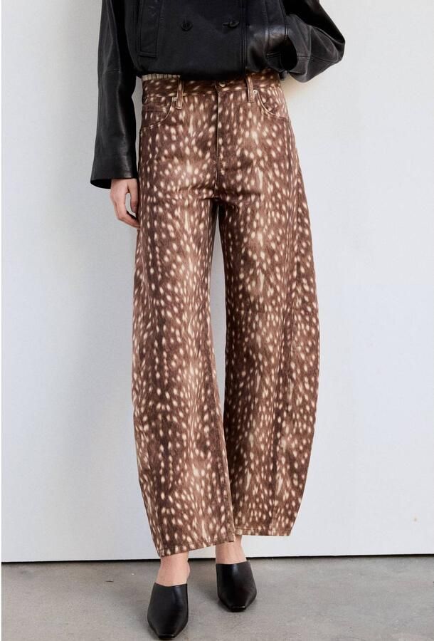 Mango barrel jeans met dierenprint donkerbruin ecru - Foto 2