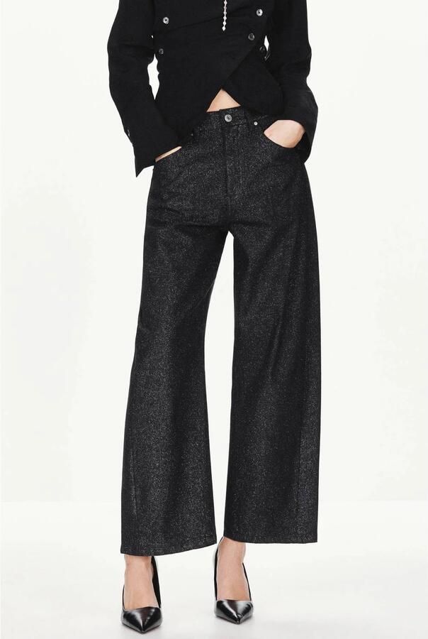 Mango barrel jeans met glitters black denim