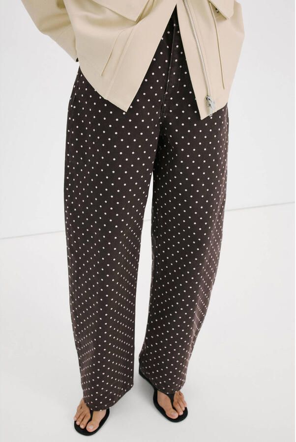 Mango barrel jeans met stippen bruin