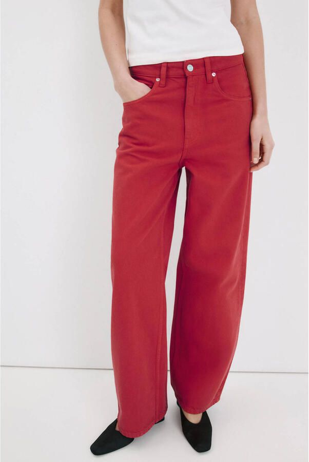 Mango barrel jeans rood