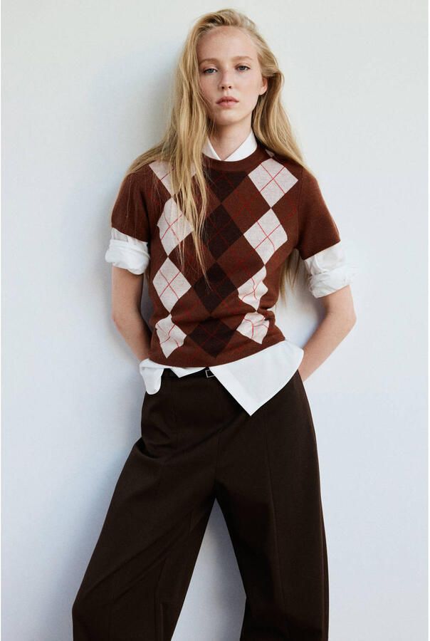 Mango barrel regular waist broek met ceintuur bruin - Foto 2