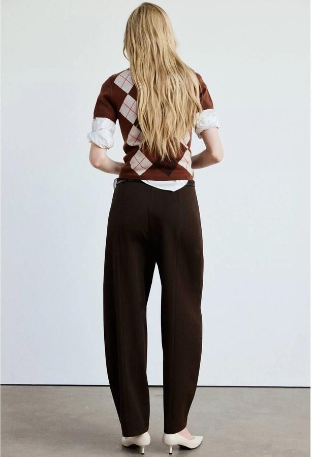 Mango barrel regular waist broek met ceintuur bruin - Foto 2