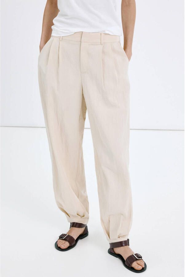 Mango barrel regular waist broek beige