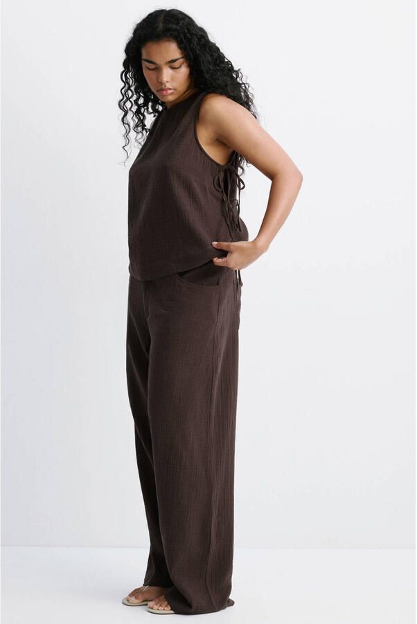 Mango barrel regular waist broek bruin - Foto 3