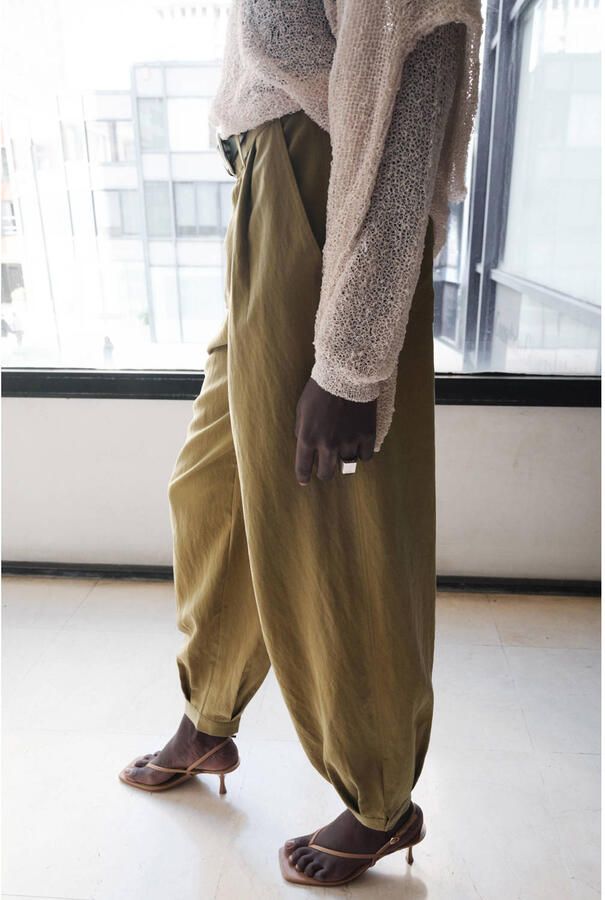 Mango barrel regular waist broek kaki