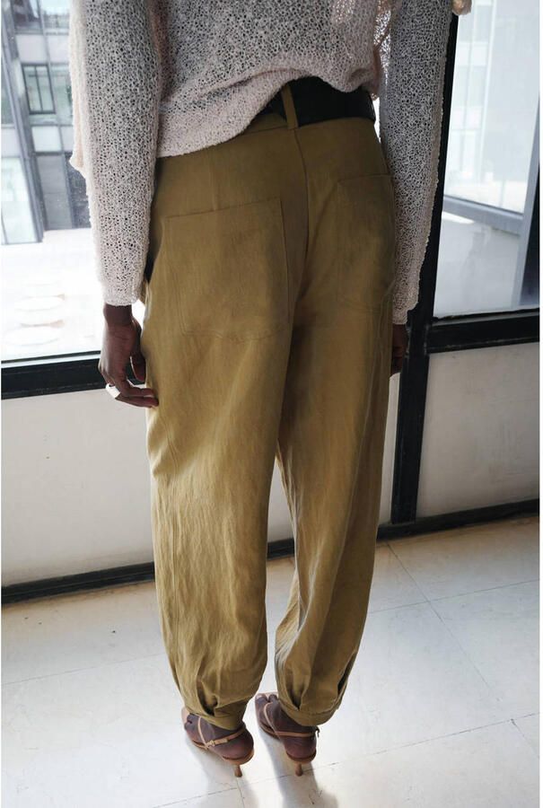 Mango barrel regular waist broek kaki - Foto 3