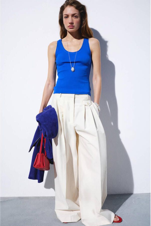 Mango basis top blauw - Foto 3