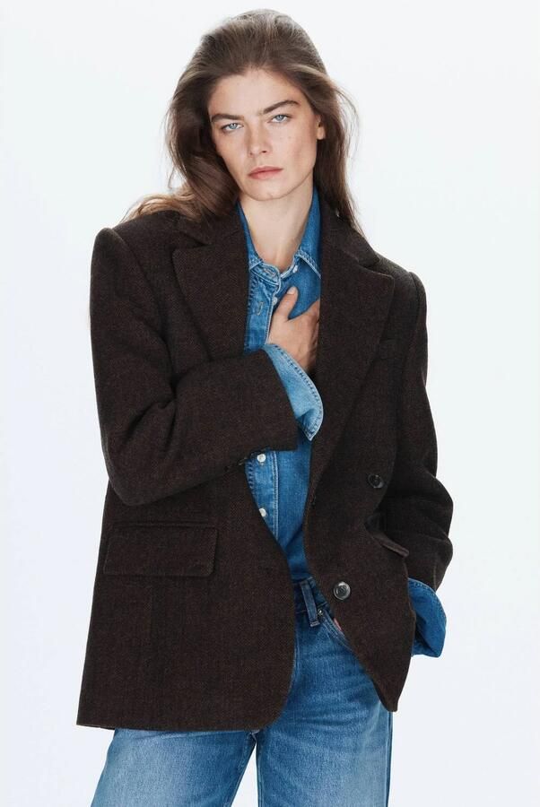 Mango blazer met wol bruin