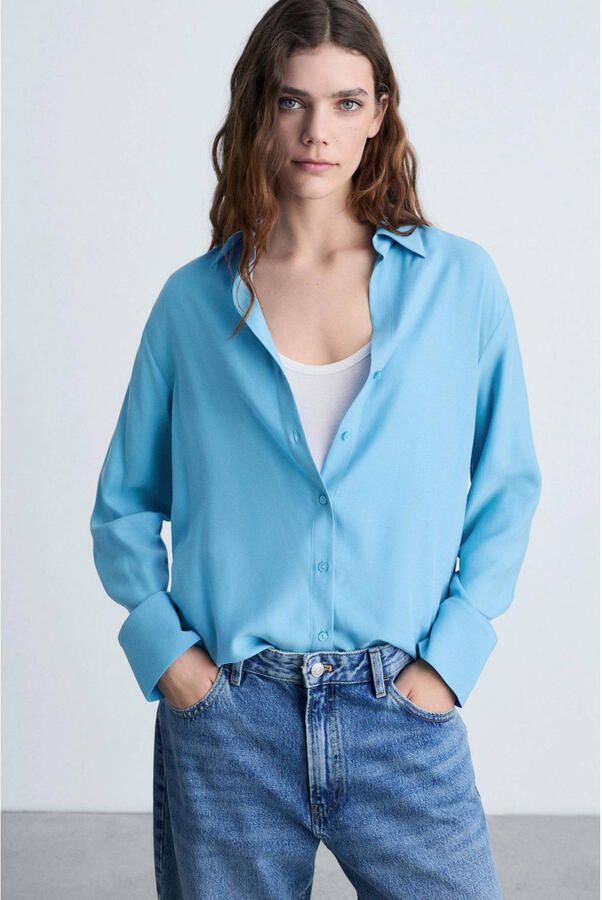 Mango blouse blauw - Foto 3