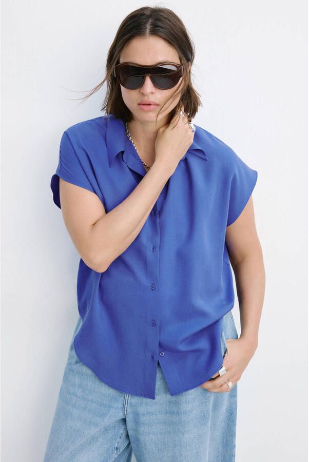 Mango blouse blauw - Foto 3