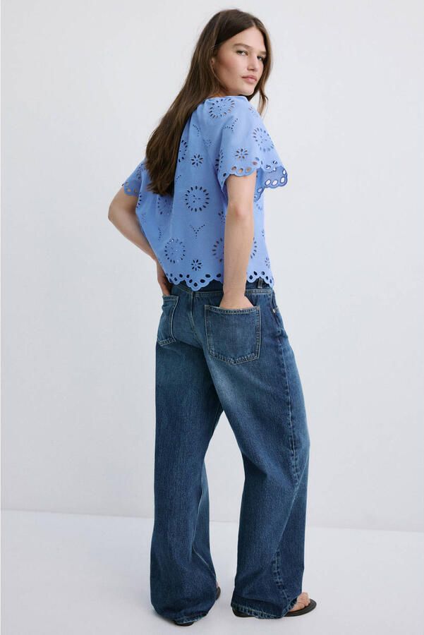 Mango blouse broderie blauw - Foto 3