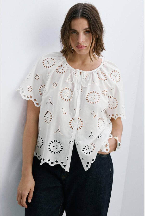 Mango blouse broderie wit - Foto 2