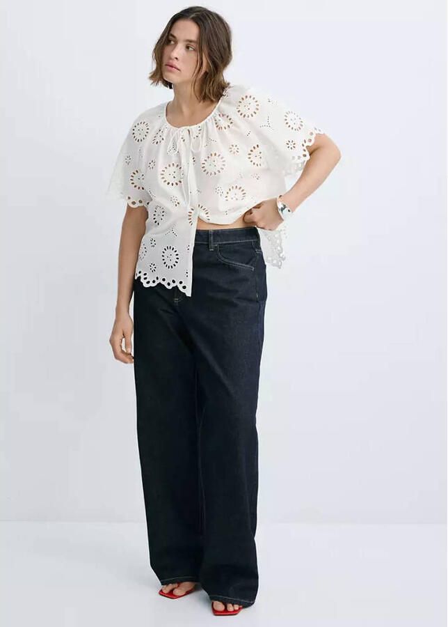 Mango blouse broderie wit