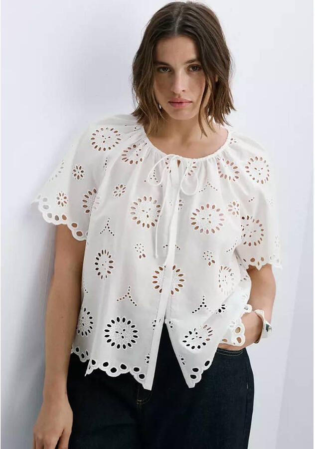 Mango blouse broderie wit - Foto 2
