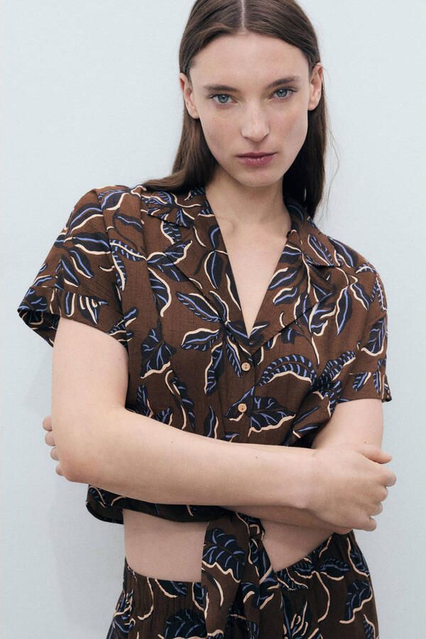 Mango blouse bruin - Foto 1