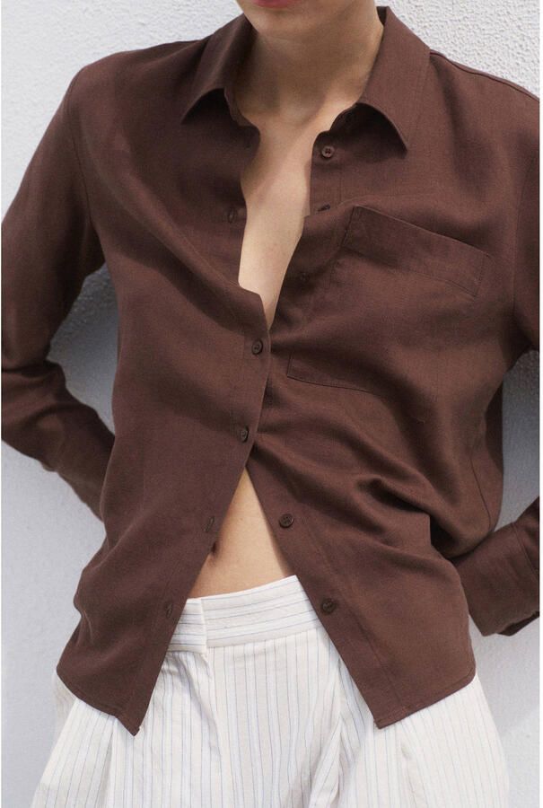 Mango blouse bruin