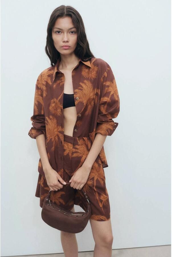 Mango blouse bruin