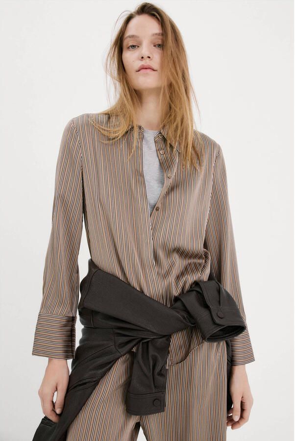 Mango blouse bruin