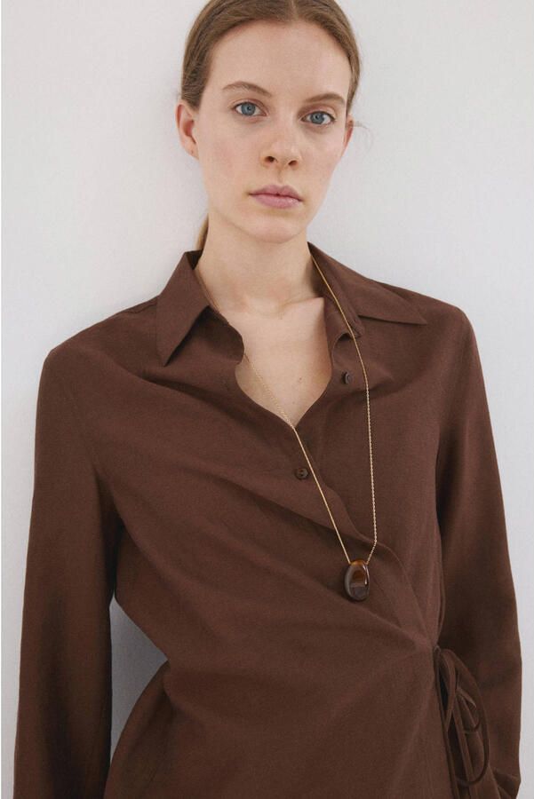 Mango blouse bruin