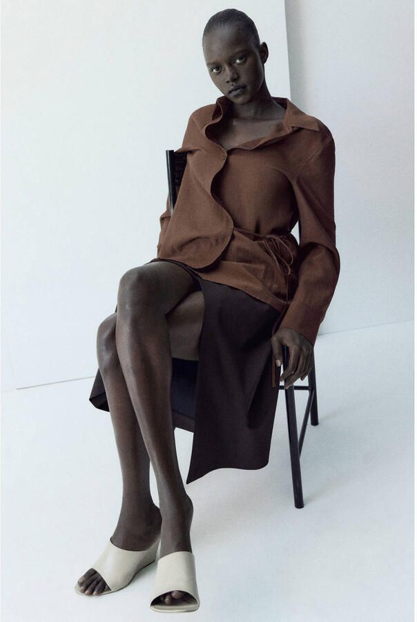 Mango blouse bruin - Foto 2