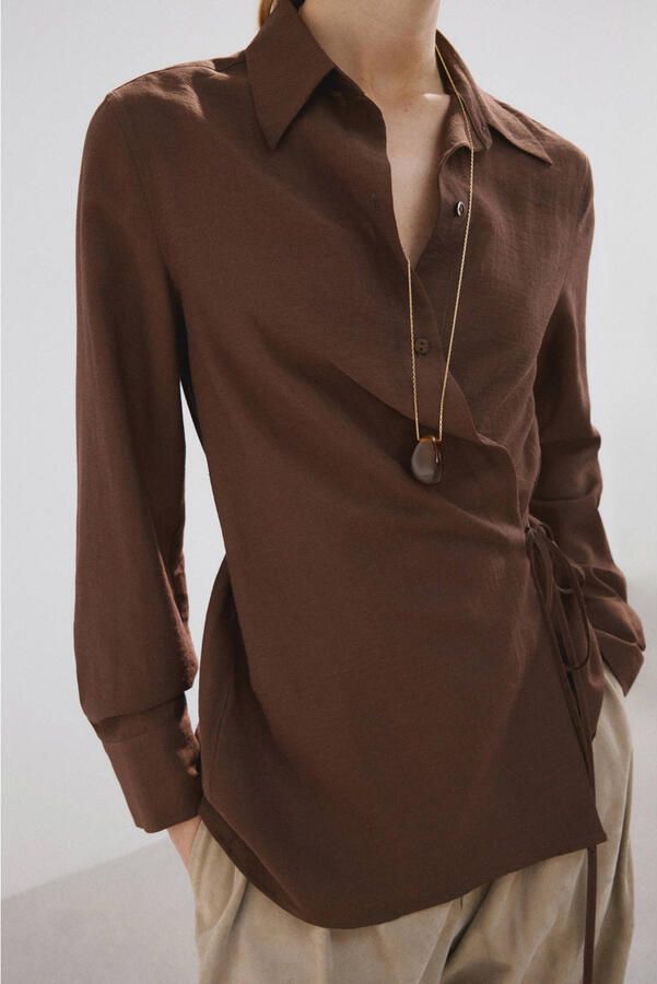 Mango blouse bruin - Foto 3