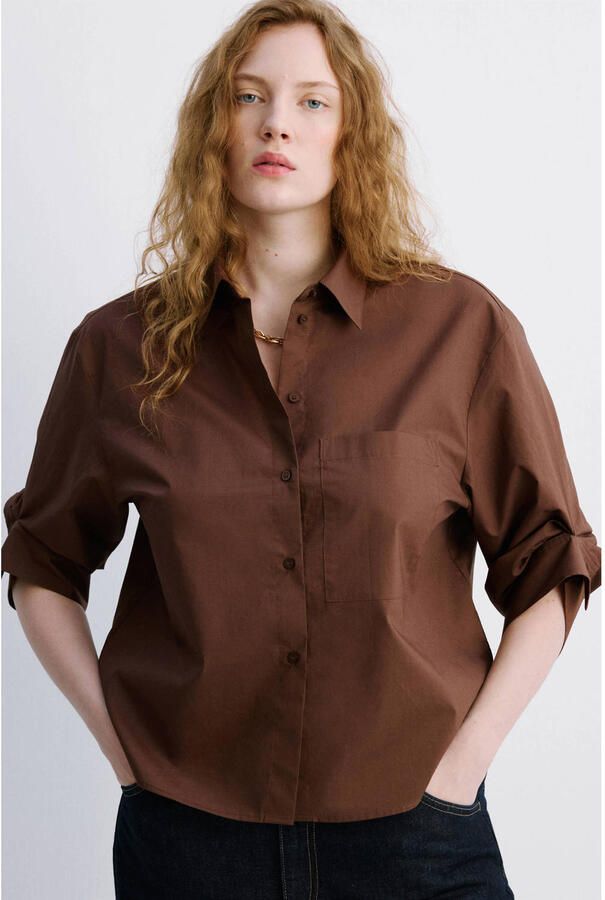 Mango blouse bruin