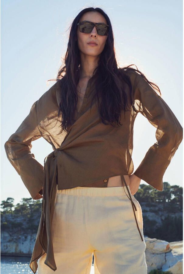 Mango blouse bruin