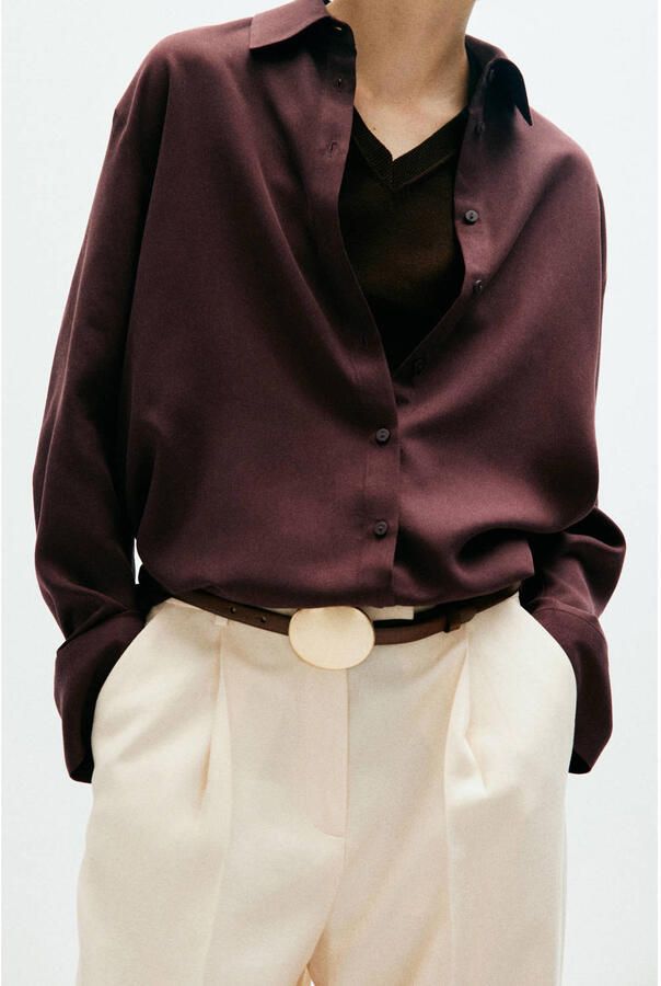 Mango blouse bruin