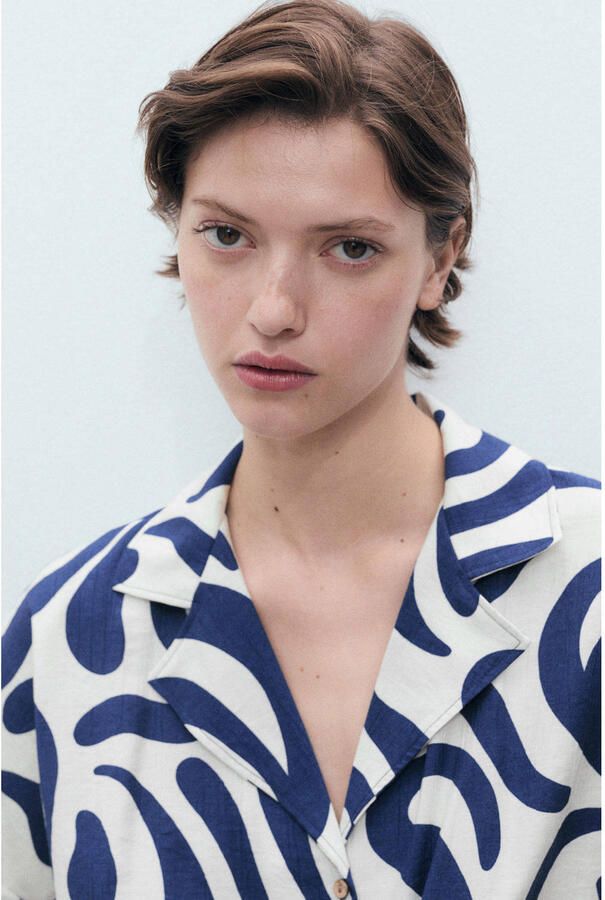 Mango blouse donkerblauw - Foto 3