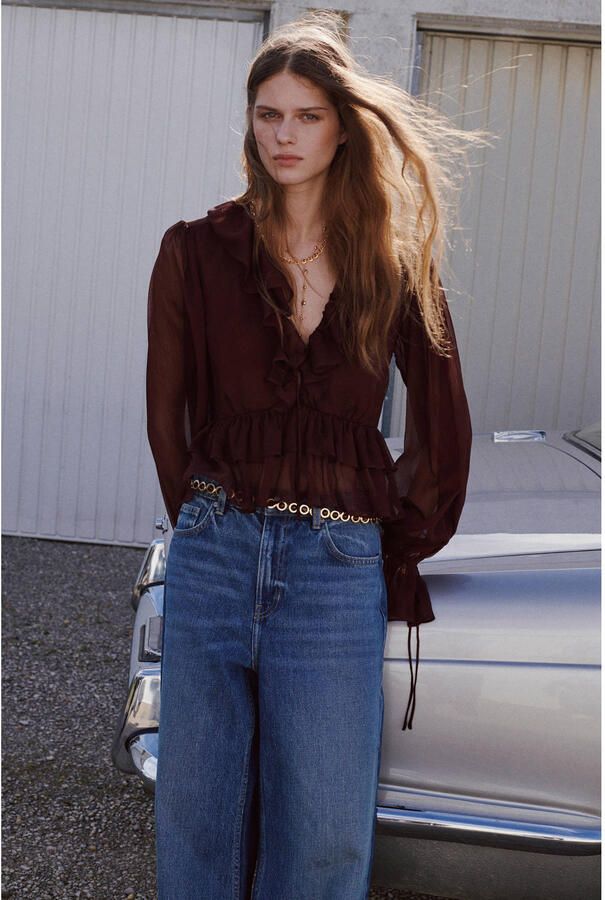 Mango blouse donkerbruin