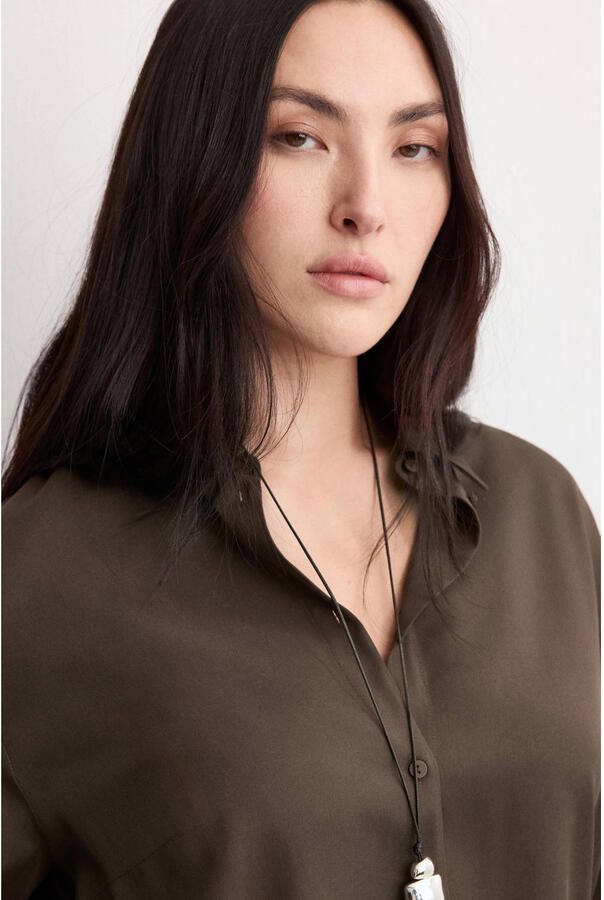 Mango blouse donkerbruin - Foto 2